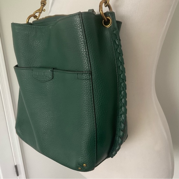 American Leather Co Deep Emerald Shoulder Purse with Whipstitched Sides & Handle - Picture 4 of 15